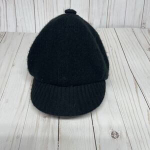 Women’s Black Knit Baggy Style Winter Hat With Rim One size